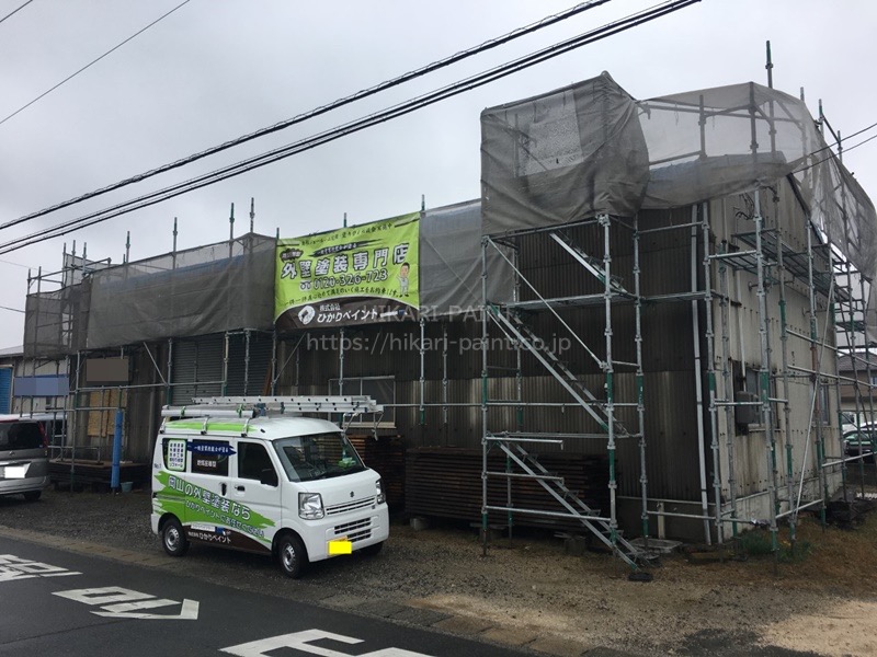 岡山市南区某倉庫 屋根塗装工事着工!