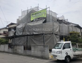 倉敷市真備町S様邸の外壁塗装工事スタート
