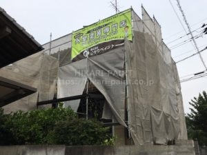 岡山市北区G様邸で、塗装工事始まりました!