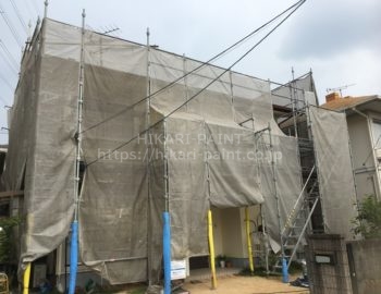 岡山市北区I様邸 屋根塗装工事始まりました!