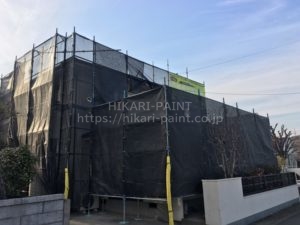 岡山市中区H様邸で、外壁塗装工事が始まりました!