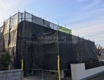 岡山市中区H様邸で、外壁塗装工事が始まりました!