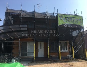 岡山県南区A様邸 塗装工事始まりました😀