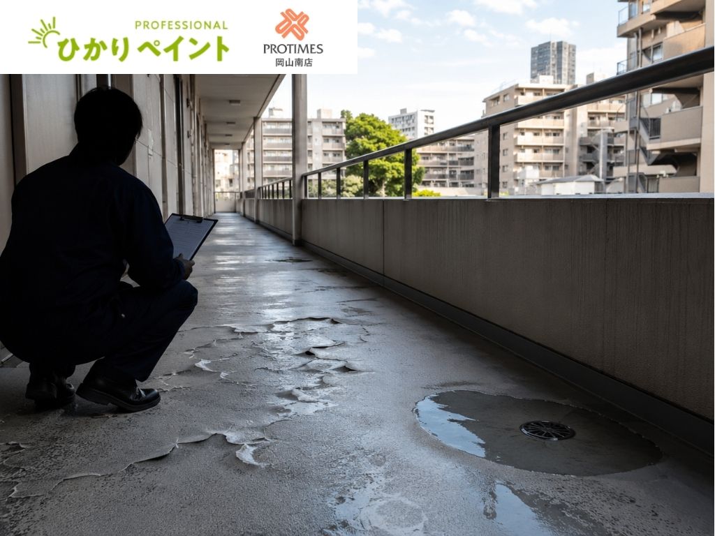 アパート・マンションのベランダ防水工事はいつ必要?岡山市のオーナーが確認すべき劣化症状