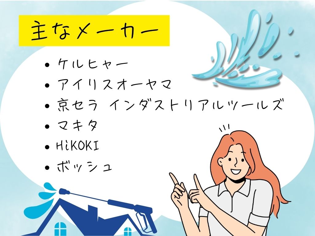 主なメーカーの高圧洗浄機とは