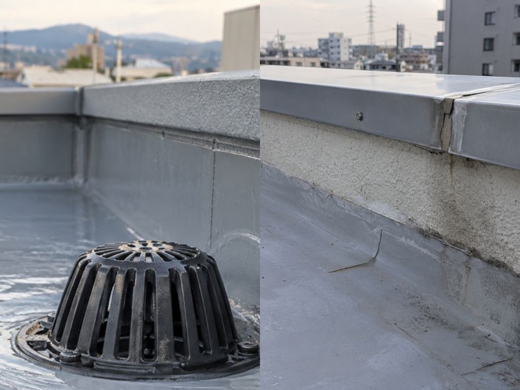 ドレン清掃・改修と防水工事は症状と劣化範囲から判断しよう