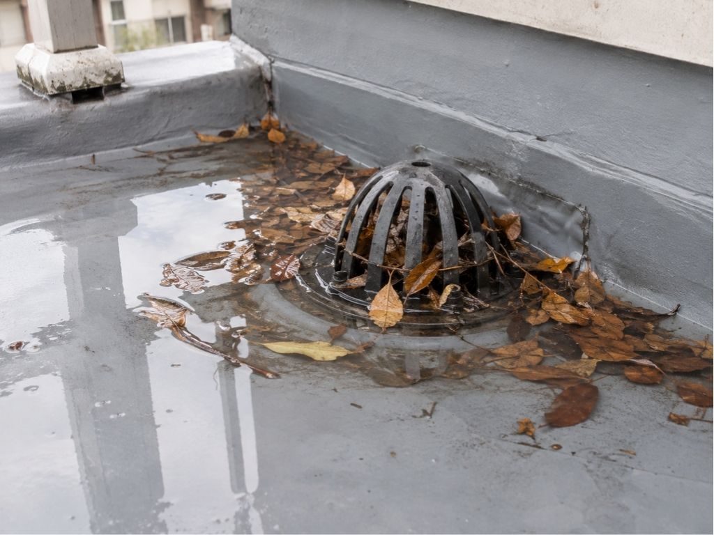 屋上に水がたまったら滞水・ドレン・立上り・笠木・防水層の順に確認
