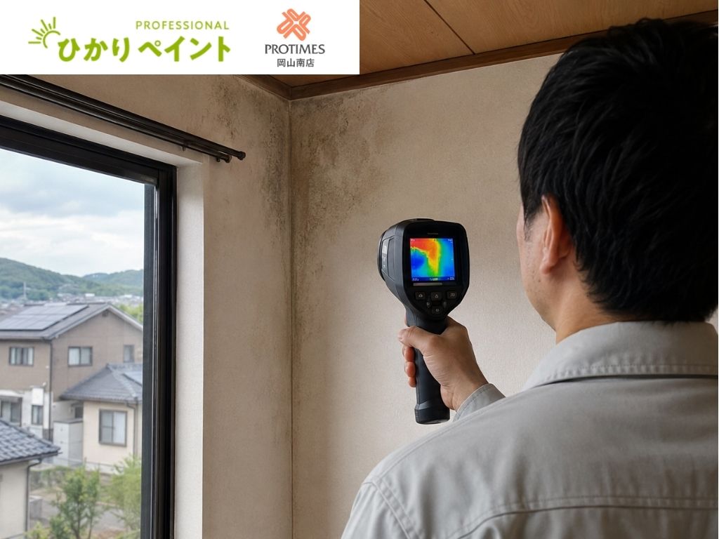 岡山市の雨漏り調査で赤外線カメラはどこまで分かる?サーモグラフィー・散水調査・目視調査の違い