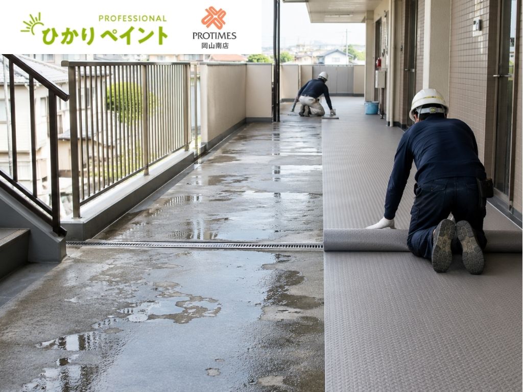 岡山市のアパート共用廊下・外廊下防水で失敗しないために|長尺シートと防水工事の選び方