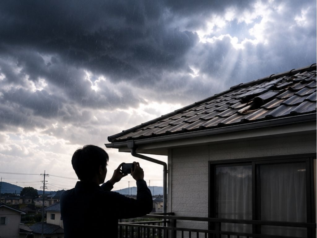 台風後・暴風後は屋根に上がらず確認する