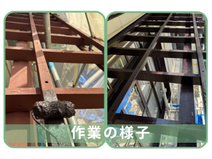岡山市南区M様邸 木部の塗装作業