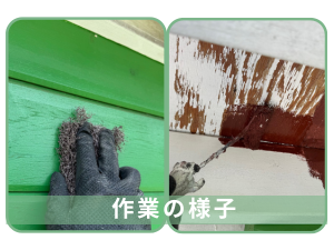 岡山市北区H様邸 外壁・木部の塗装作業